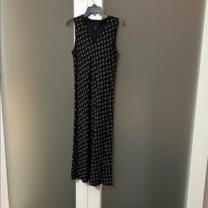 Charter Club Black Maxi Dress with Gold Pattern